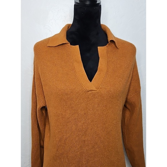Womens Sweater Dress Sz Med  Rust Thick Classic Soft Collar Office Boho Classic - Picture 2 of 9